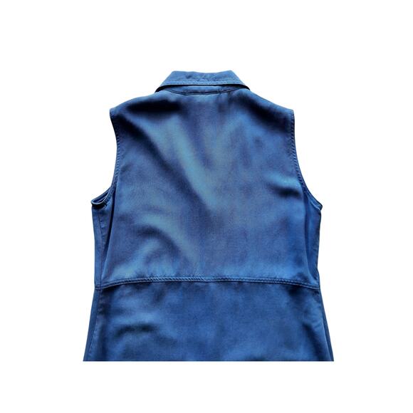 Vintage Talbots Women's Blue Button Down Sleeveless Shirt Midi Dress Size 6P - Picture 7 of 11